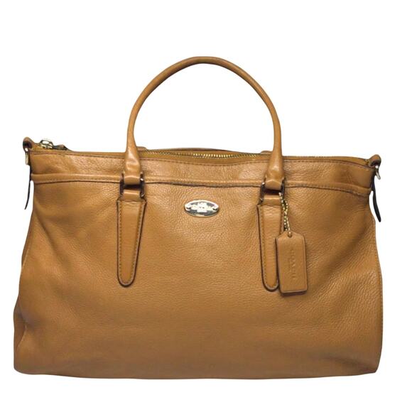 Coach Morgan Pebbled Leather Satchel Bag Brown F35185 - Picture 1 of 9